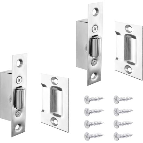 Loquet à rouleau silencieux, loquet à boule robuste avec gâche pour porte de placard (noir)