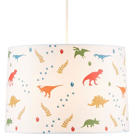 Litecraft Glow Light Shade Glow in The Dark Dinosaurs Easy Fit Lampshade - White (1/5)