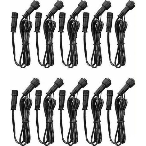 Verlängerungskabel, 10er-Pack, für LED-Einbaustrahler, IP67 wasserdicht, 1 m / 3,3 Fuß, 2-polig, mit Stecker und Buchse. (1/5)