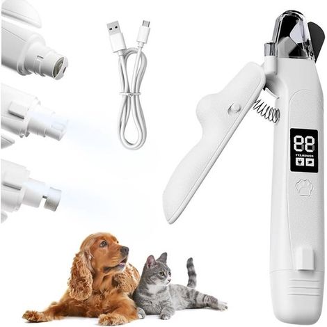 Lima de uñas eléctrica 2 en 1 para mascotas con tijeras y luz LED, ideal para perros y gatos de diversos tamaños (1/5)