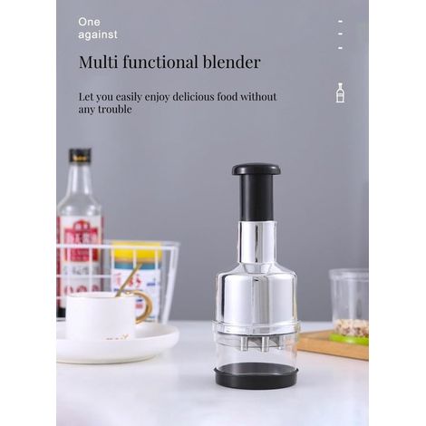 Picadora manual de verduras: ligera (230 g) y compacta (22 x 8,5 cm), cebolla, Cuchilla de acero inoxidable, utensilio de cocina fácil de limpiar (1/5)