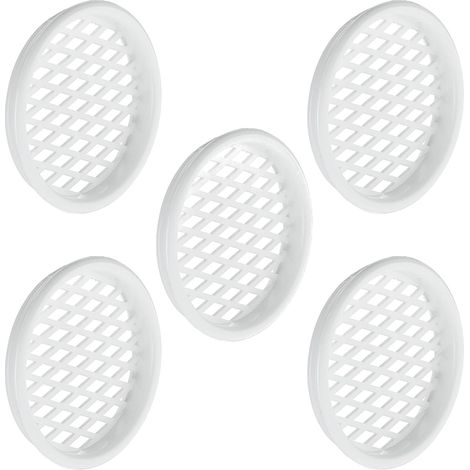 5x Grille de ventilation aération ronde en plastique diamètre encastrement 50mm hauteur 7mm Cache Protection Plafond Mur Menuiserie, blanc (1/3)