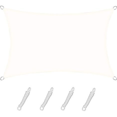 Voile d'ombrage Rectangulaire Carré 2.5x3m Color Crème,Toile Imperméable Une Protection des Rayons UV à 95%, pour en Plein air, Jardin & terrasse, Piscine (1/4)