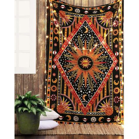 (130 x 150 cm) vous apporte Rajasthani Coton Soleil Lune Tenture Murale Hippie Mandala Ethnique Tapisserie Décor (1/5)