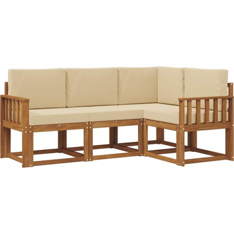 Ensemble de canapés d'extérieur 4 pcs Salon de jardin Naturel et Beige (1/5)