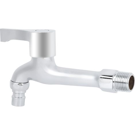 Robinet de machine à laver à ouverture rapide, filetage G1/2", corps et bec en cuivre électroplaqué, robinet pivotant électroplaqué, corps et bec en cuivre extra-longs 49213 (1/5)