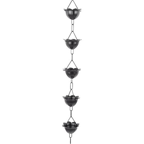 Chaîne de pluie de 1 mètre (3,3 pieds), collecteur décoratif pour gouttières extérieures, descente pluviale en alliage d'aluminium noir A (1/5)
