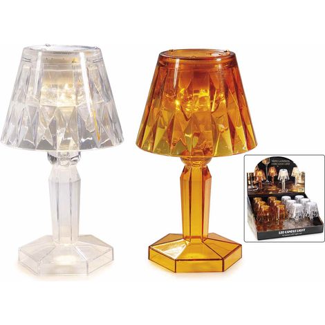 Lampade mini / centrotavola abat-jour in plastica con luce LED da appoggiare in espositore da 12 pezzi, set da 12 pezzi, Ø 6,5 cm x 12 H