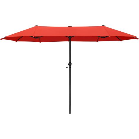 Parasol de Jardin Extérieur,2x3,8m Parasol Double Face Rectangulaire avec Manivelle,Protection Solaire pour Terrasse, Résistant à l'Eau,Anti au vent (1/5)