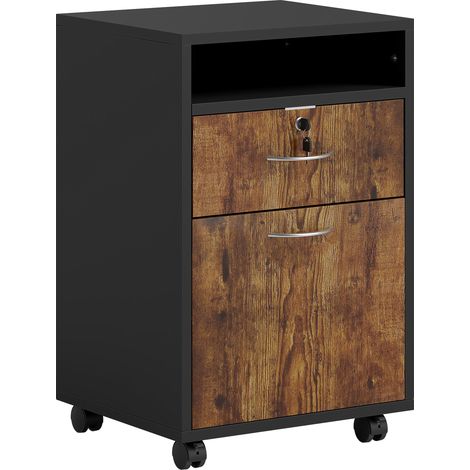 Mobiletto Ufficio con Cassetto e Ruote 40x35x60 cm in Legno Marrone (1/5)