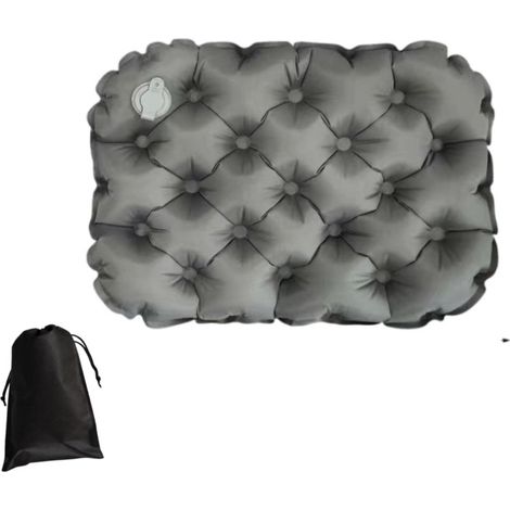 APEX Coussin de siège gonflable en nylon gris, de forme rectangulaire, facile à transporter et confortable.