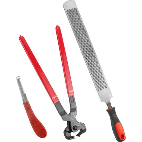 Kit de Maréchalerie 3 Pièces Râpe à Sabot Pince à Parer et Couteau de Rainette pour Chevaux et Ânes