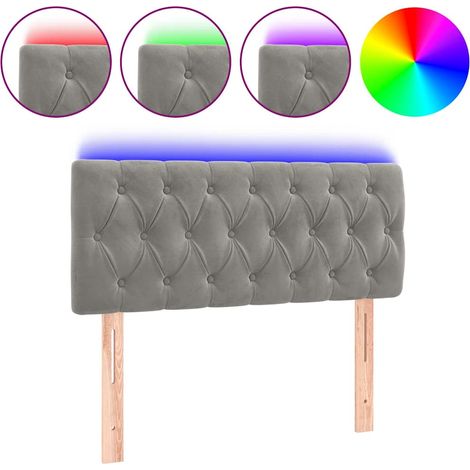 Maison Exclusive - Cabecero con LED de terciopelo gris claro 90x7 (1/5)
