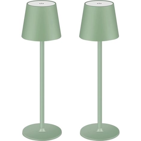 2er-Pack kabellose LED-Schreibtischlampe, 4000 mAh, stufenlos dimmbar, 3 Farben, tragbar für Restaurant/Schlafzimmer/Outdoor/Camping – Grün (1/5)