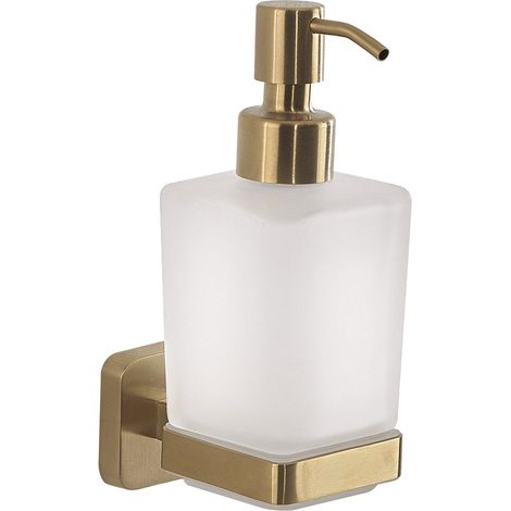 Dispenser Sapone Da Muro Oro Matt In Acciaio Inox E Vetro Satinato Tahiti