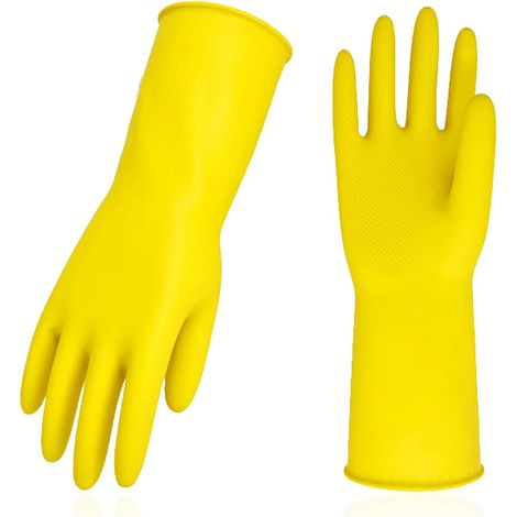 Gants Réutilisables - Caoutchouc Naturel - Manchet Longue - Protection Contre Eau Et Produits Chimiques - Cuisine Nettoyage Ménager Jardinage - 2 Paires (M & XL)