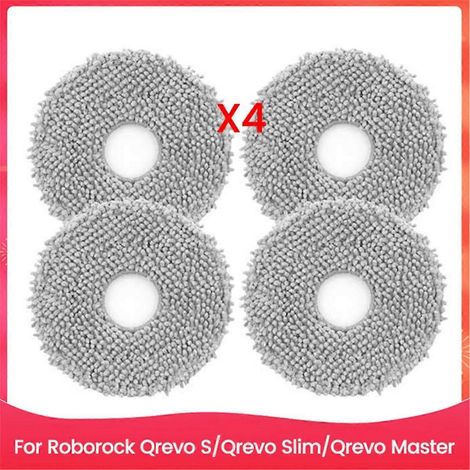 Set mit 4 Reinigungstüchern für die Staubsauger Roborock Qrevo S, Qrevo Slim und Qrevo Master. Zubehör inklusive.