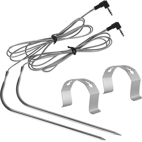 Juego de 2 sondas de temperatura de carne para parrillas de pellets Camp Chef, sensor de temperatura, incluye 2 clips de sonda de barbacoa de acero inoxidable, accesorios de barbacoa para Camp Chef (1/5)