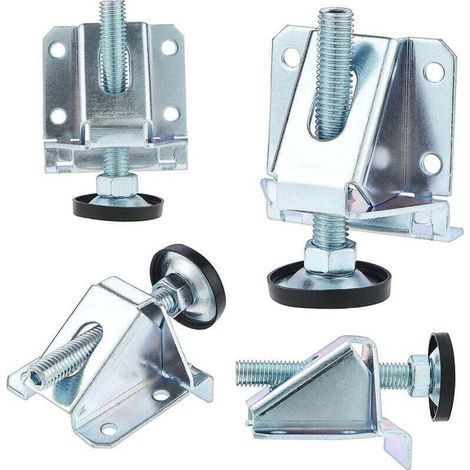Set of 4 Heavy Duty Steel Leveling Feet with Lock Nuts, M10 Adjustable Furniture Legs (1/4)