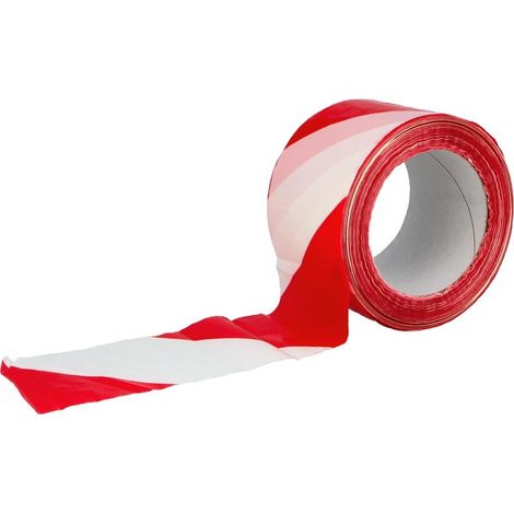 75 mm x 33 m,Ruban de marquage pour la délimitation de zone, pour marquage ou corde panneaux d'avertissement, couleur rouge et blanc, ruban d'avertissement de sécurité (1/5)