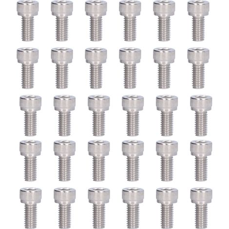 Lot de 30 vis à tête cylindrique creuse M6 en acier inoxydable 304 A2-70, boulons hexagonaux DIN 912M6x12 (1/5)