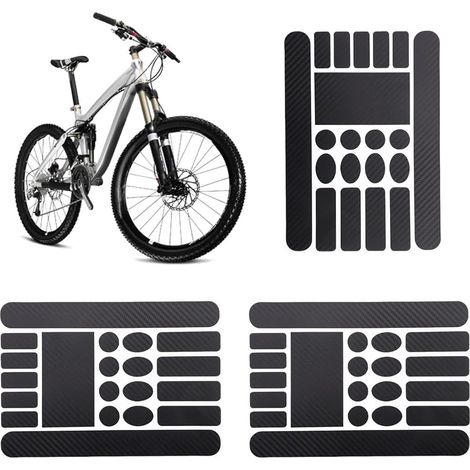 3 Pièces Film de Protection et Peinture, Cadre Vélo Autocollants en Carbone, Protection Cadre VTT, VTT Autocollant Carbone, Autocollants pour Cadre de Vélo, pour Vélo, VTT etc. (1/5)