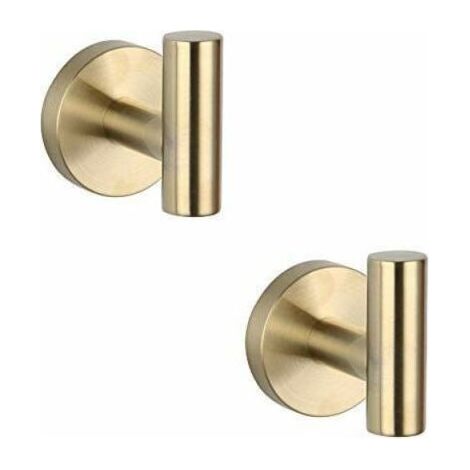 2 Pack Gold Bathroom Clothes Hooks, Bath Towel Hooks, Square Stainless Steel Clothes Hooks, Closet Door (1/2)