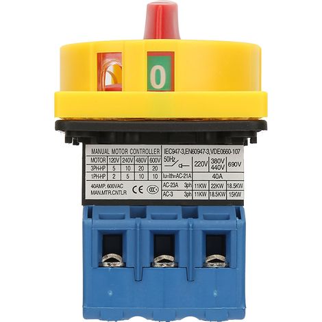Interrupteur rotatif 3 pôles 40A 2 positions, disjoncteur de charge marche/arrêt, commutateur à came pour tableau électrique (1/5)