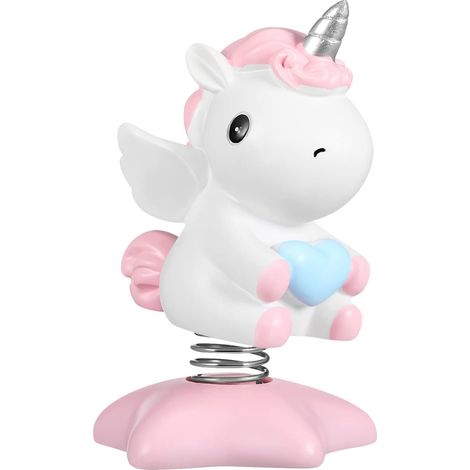 Figurine décorative licorne rose à ressort, ornement pour tableau de bord de voiture (1/5)