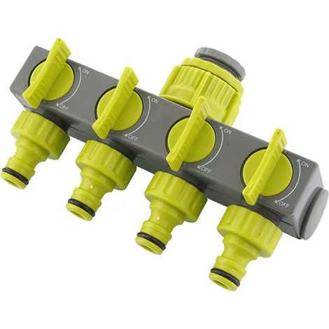 Raccordo di distribuzione dell'acqua a 4 vie per irrigazione automatica del giardino – con valvola di raccordo (1/5)