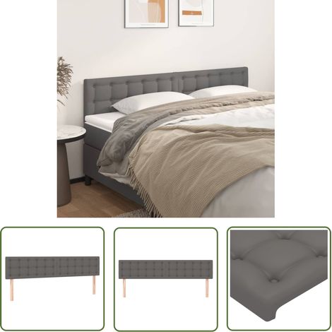 The Living Store Têtes de lit 2 pcs Gris 100x5x78/88 cm Similicuir - Tête De Lit - Têtière De Lit - Meuble De Chambre - Literie - Décoration Chambre (1/5)