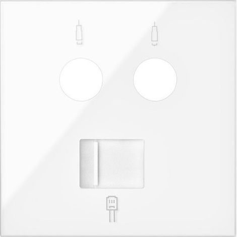 SIMON 100 - Tapa para toma R-TV+SAT con RJ45 2M blanco brillo 10000072-130