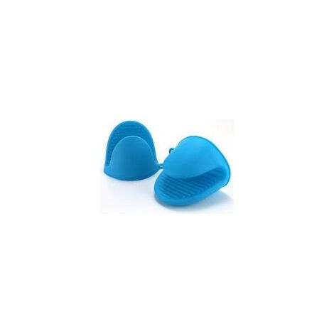Set di 4 guanti da forno spessi di colore blu, realizzati in silicone resistente al calore, ideali per cucinare e cuocere al forno. - Crezuo