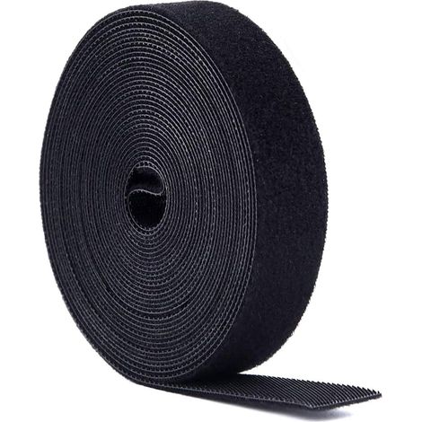 Cable Tie, 10m x 1.5cm Wide Garden Plant Ties, Reusable Fixing Tape for Climbing Plants, Easy-Cut Cable Strap for Home, Office, Gardening (Black)