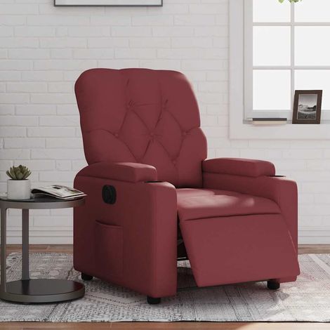 Fauteuil inclinable électrique-Chaise de relaxation-Fauteuil Relax Rouge bordeaux Similicuir 404966 (1/5)
