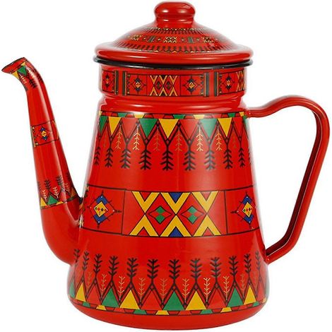 Cafetière émaillée 1,2 l avec verseur de lait et d'eau, pichet, théière de barista, bouilloire pour cuisinière à gaz (1/5)