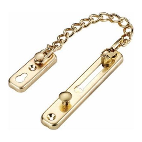 Chaîne de porte de sécurité en acier inoxydable, chaîne de porte, verrou de porte, chaîne de porte dorée et résistante- (1/4)