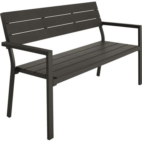 Banc de jardin 2 places aluminium résistant intempéries gris foncé