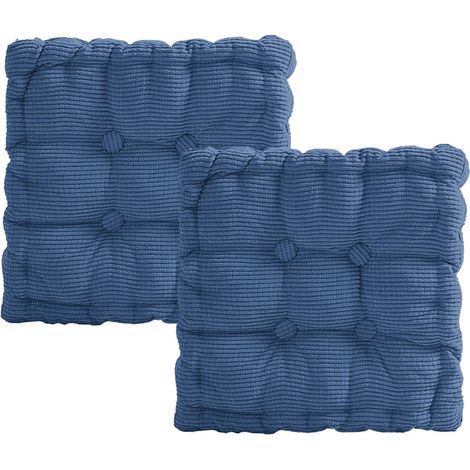 Lot de 2 Coussins de Chaise, 40 x 40 cm Coussin Chaise Épais, Coussin pour Chaise d'Extérieur et d'Intérieur, pour Chaise de Jardin, Cuisine, Balcon, Salle à Manger (Denim Bleu, Carré)