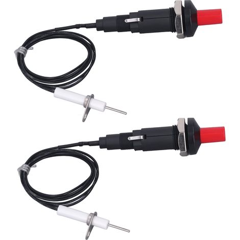2 Pièces Allumeur Piézoélectrique 1 Sortie 2 Boutons-Poussoirs avec Aiguille et Fil d'Allumage 1 Mètre pour Poêle Cheminée Four Cuisine (1/5)