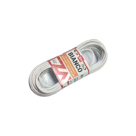 CAVETTO ACCIAIO OTTONATO RIVESTITO IN PVC BIANCO- - ø mm.5x mt.20 - 2 matassa