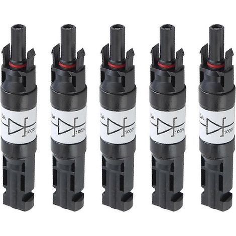 Lot de 5 connecteurs solaires avec diode, étanches, pour photovoltaïque, 1000 V CC, 20 A, IP67, PPO, mâle/femelle, simple. WHBYV (1/4)