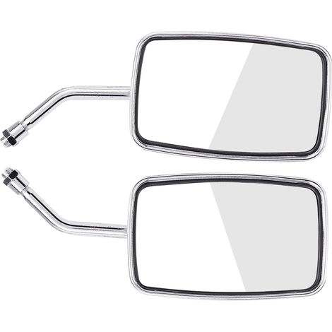 Rétroviseurs Moto Universels 2 Pièces, Rétro Chrome Côté Miroir Carré pour Street Bike, Visibilité Élargie, Accessoires de Remplacement (1/3)