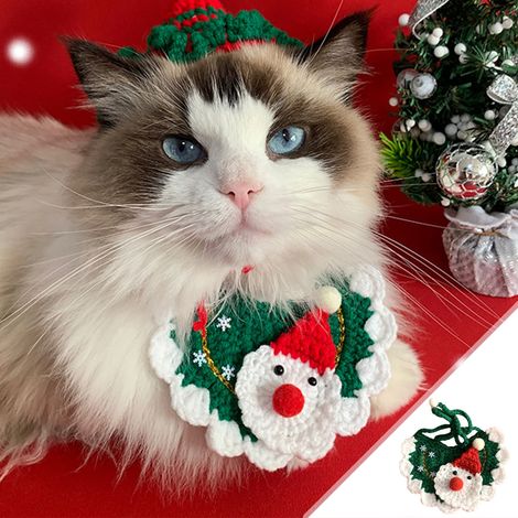 Écharpe De Noël Pour Animal De Compagnie - Tissu Vert - Décoration Festive Pour Chiens Et Petits Animaux - 13,5 X 8,5 Cm - 1 Pièce (1/5)