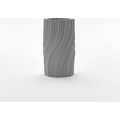 Vase décoratif plissé gris, moderne, à structure ondulée (1/3)