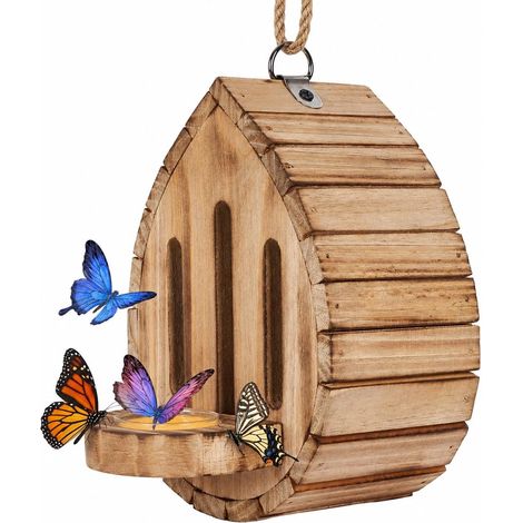 Nichoir et mangeoire à papillons en bois pour l'extérieur, habitat naturel à suspendre, décoration de jardin (1/5)