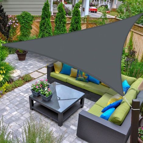 3x3x3m Waterproof Triangle Shade Sail with UV Protection for Outdoor, Garden, Patio - Charcoal Grey (1/5)