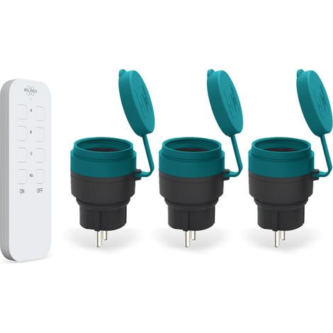 Funksteckdosen 3er Set Zwischenstecker 230V, außen, schaltbar mit Fernbedienung