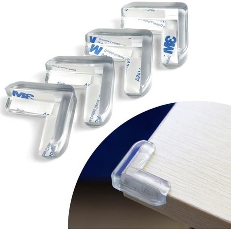 4pcs Protection d'Angle en Silicone Transparent pour Meubles avec Colle (1/4)