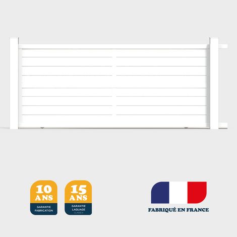Portail coulissant prêt à poser ILY Blanc 9016 L406 cm X 177cm en aluminium BELTY (1/4)